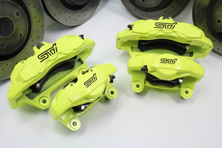2018-2021 SUBARU WRX STI 6 POT FRONT & REAR BREMBO BRAKE CALIPERS KIT 8K MILES - Image 2
